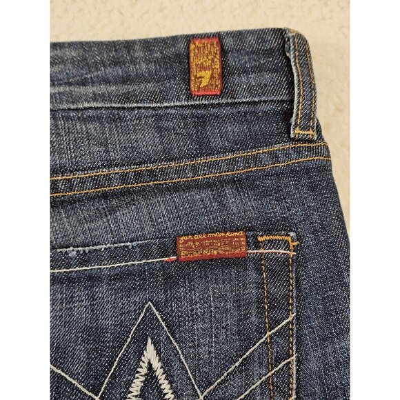 7 For All Mankind Jeans A Pocket Women's 29 Flared Wide Leg Medium Wash Boho - Picture 16 of 16